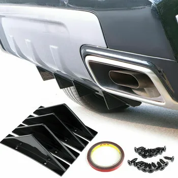 Комплект из 4 предметов, черный колпачок диффузора заднего бампера, Сплиттер для губ, накладка на ребра ABS Пластик для Chrysler 300 Универсальные внешние детали
