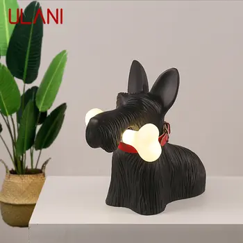 ULANI Nordic Современная настольная лампа Креативная Черная настольная лампа из смолы в форме собаки, декоративная для дома, гостиной, детской спальни