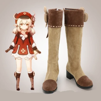 Игра Genshin Impact Klee Косплей обувь Женские ботинки для девочек Хэллоуин Аниме карнавал Индивидуальные ботинки для ролевых игр