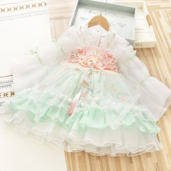 2023 Осеннее платье принцессы с милой и изысканной вышивкой для девочек, Детская одежда Оптом