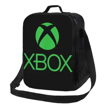 Зеленая сумка для ланча с логотипом Xbox, утепленная для женщин, для геймеров, для видеоигр, термосумка для Бенто, касса, работа, школа